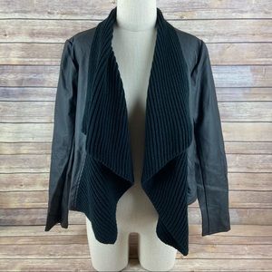 Torrid Faux Leather Moto Drape Front Black Long Sleeve Crop Jacket Coat